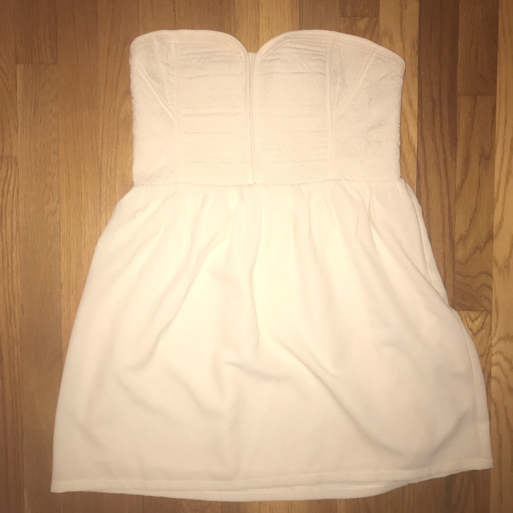 Creme Babydoll Strapless Dress